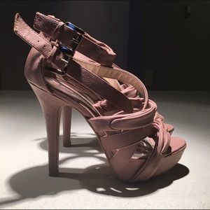 JustFab blush pink strap heels 7M
